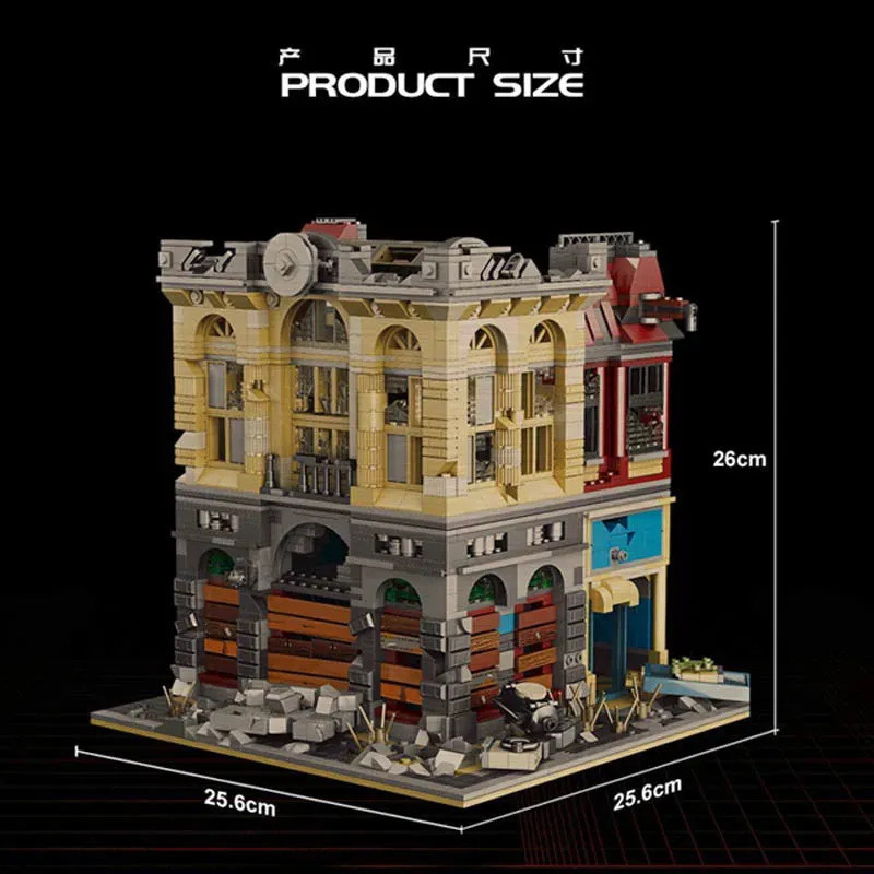 MOC K126 Experts Ruin City Bank Apocalypse Bricks Toys