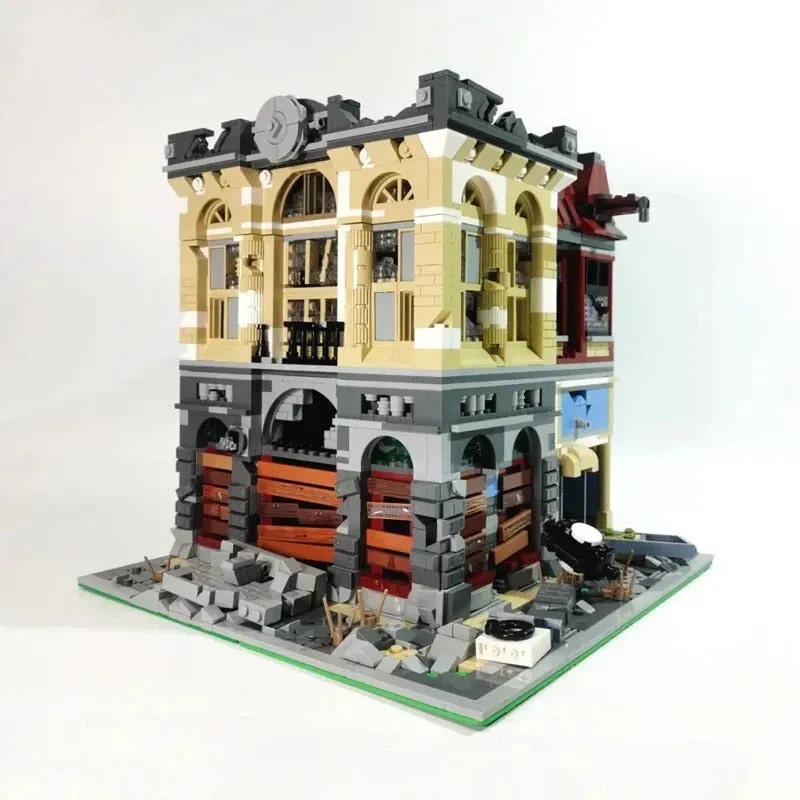 MOC K126 Experts Ruin City Bank Apocalypse Bricks Toys