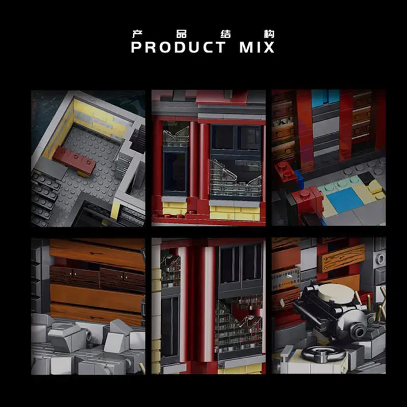 MOC K126 Experts Ruin City Bank Apocalypse Bricks Toys