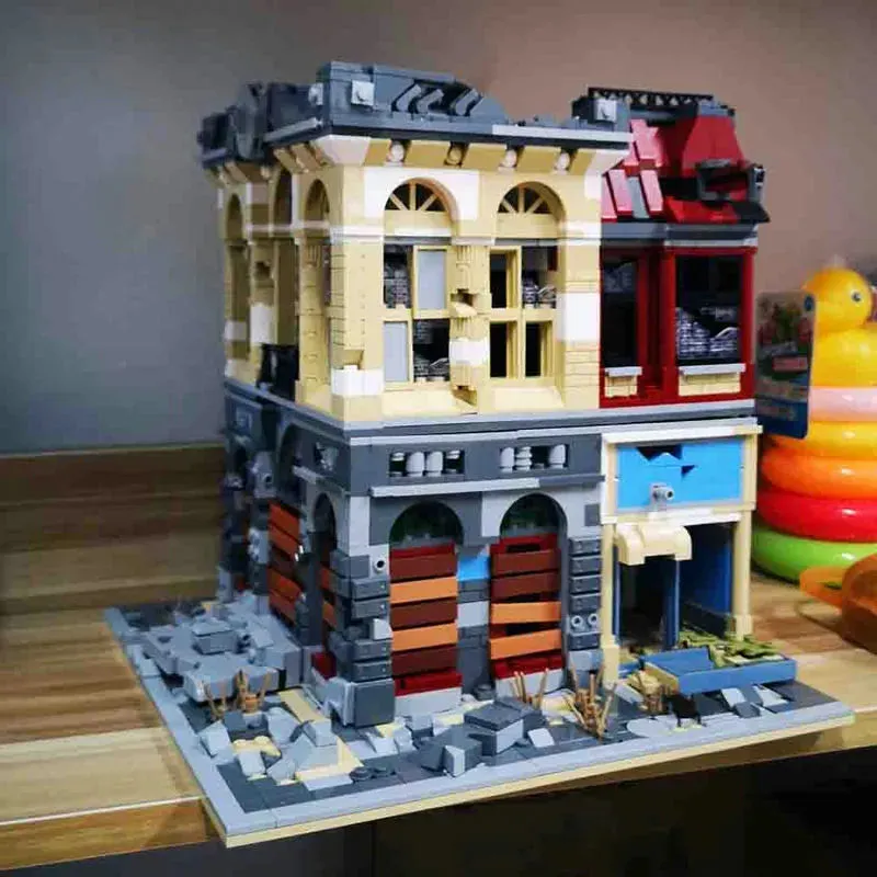 MOC K126 Experts Ruin City Bank Apocalypse Bricks Toys