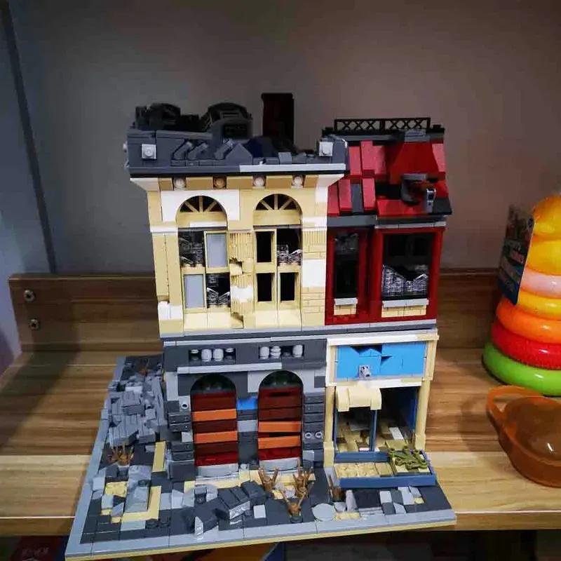 MOC K126 Experts Ruin City Bank Apocalypse Bricks Toys