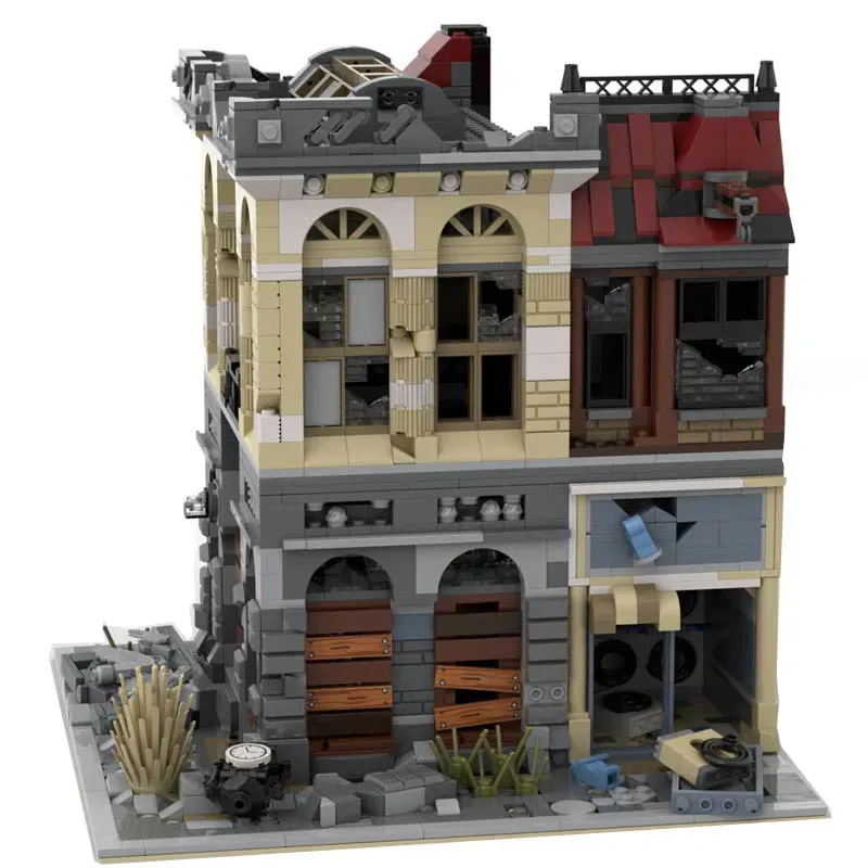 MOC K126 Experts Ruin City Bank Apocalypse Bricks Toys