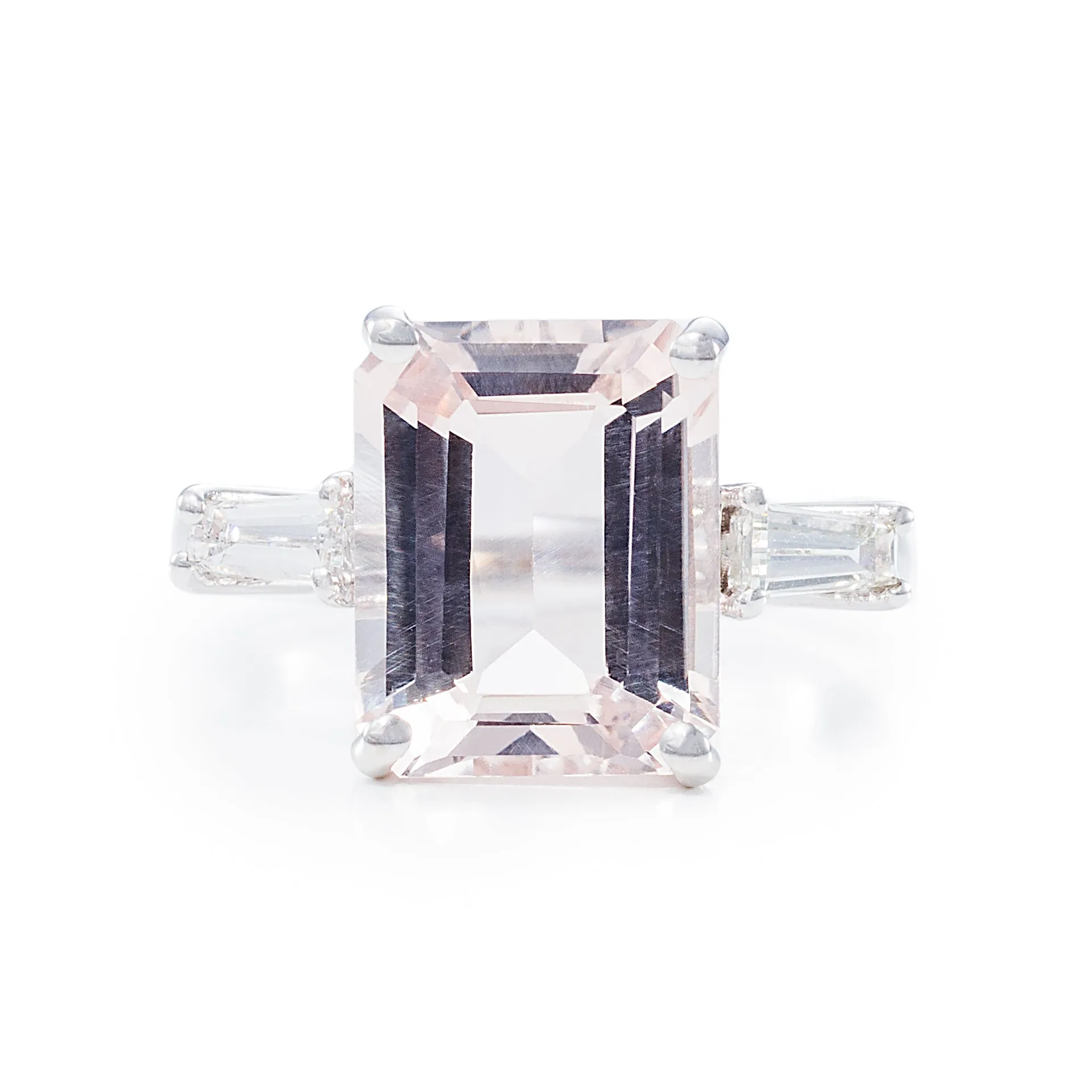 Morganite & Triangle Diamond Ring