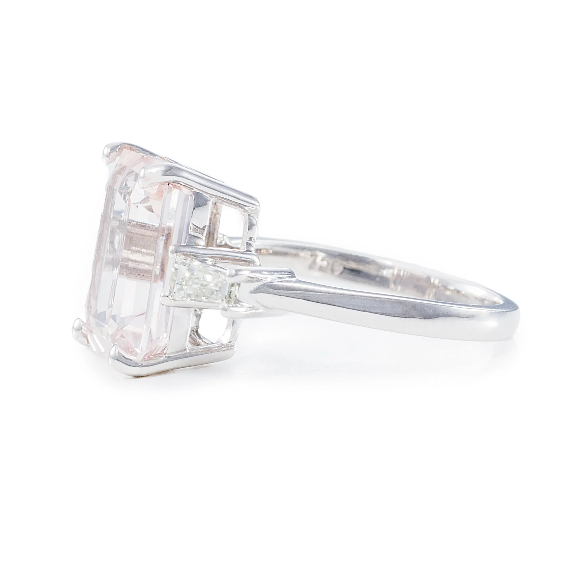 Morganite & Triangle Diamond Ring