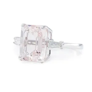 Morganite & Triangle Diamond Ring