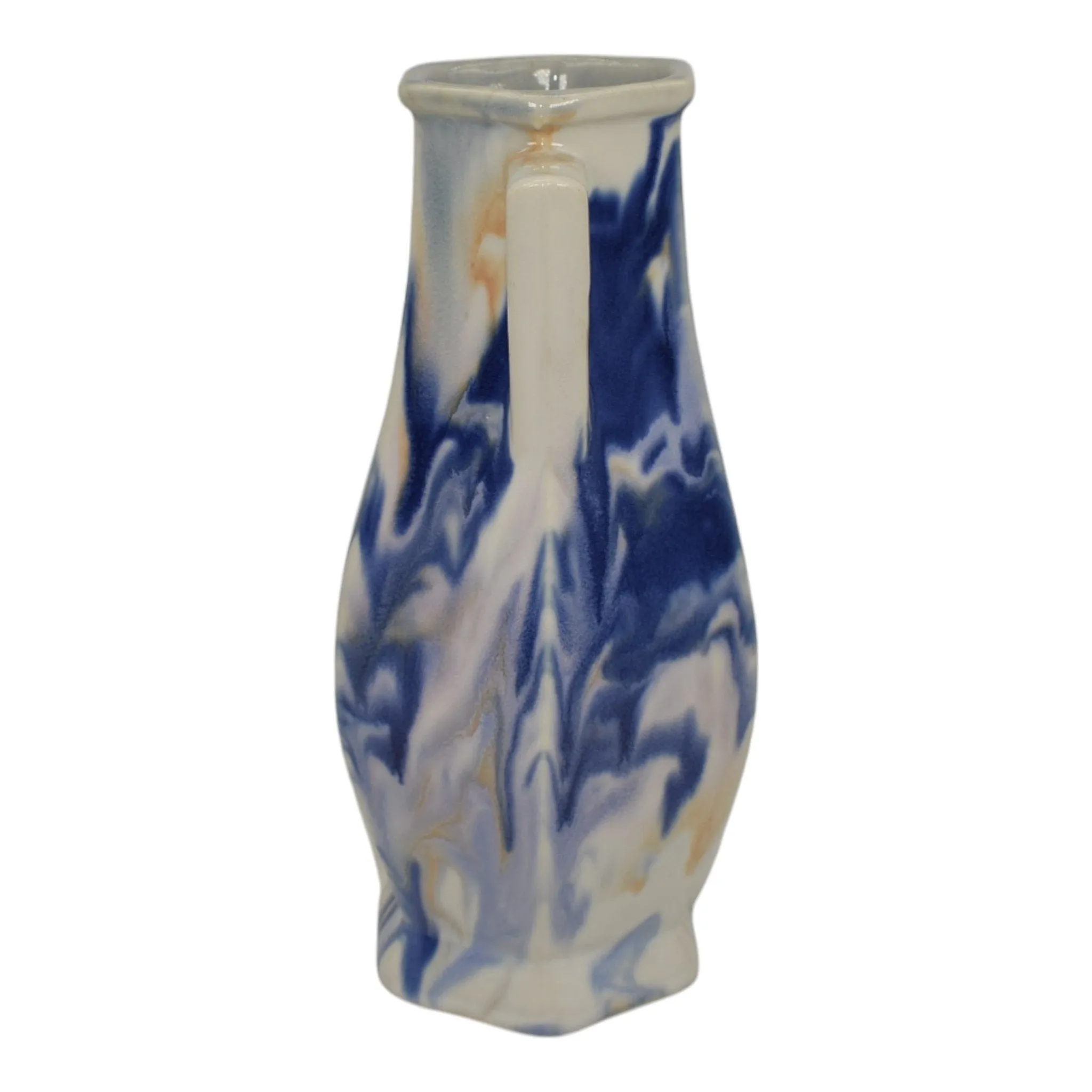 Mueller Pottery Illinois 1920s Vintage Art Deco Pottery Blue Ceramic Vase