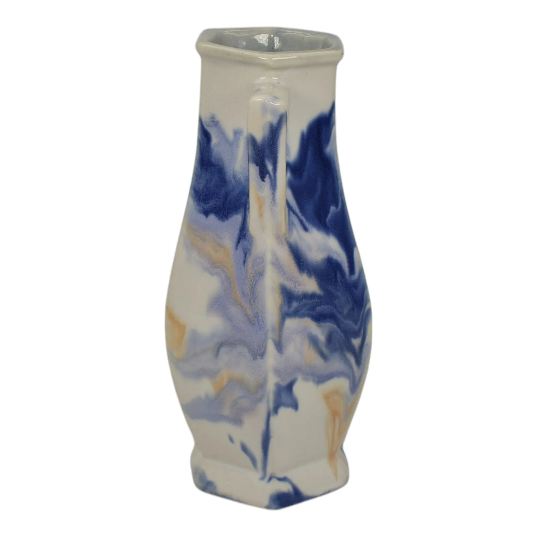 Mueller Pottery Illinois 1920s Vintage Art Deco Pottery Blue Ceramic Vase