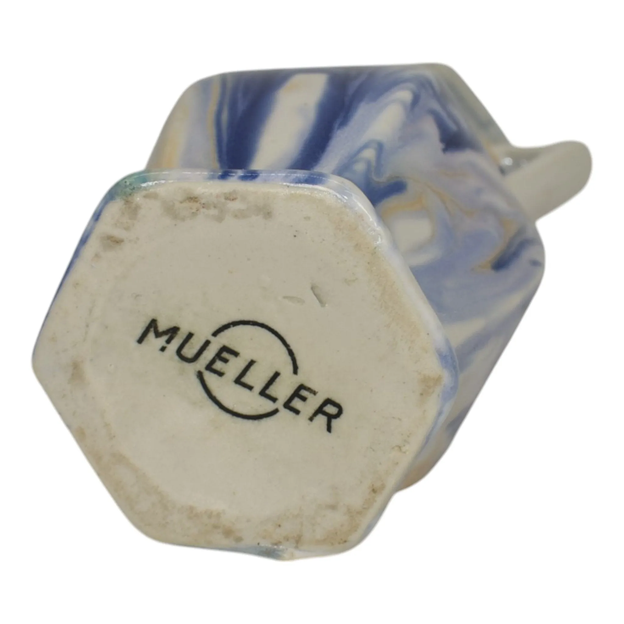 Mueller Pottery Illinois 1920s Vintage Art Deco Pottery Blue Ceramic Vase