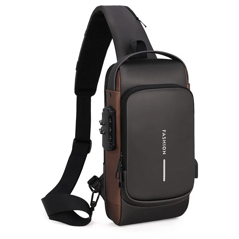 Multifunction Anti Theft USB Shoulder Bag  for Men / Man Crossbody Cross Body Travel Sling Chest Bag