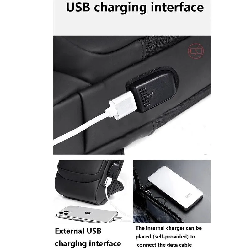 Multifunction Anti Theft USB Shoulder Bag  for Men / Man Crossbody Cross Body Travel Sling Chest Bag