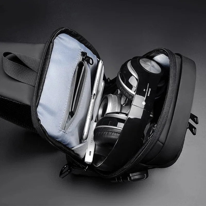 Multifunction Anti Theft USB Shoulder Bag  for Men / Man Crossbody Cross Body Travel Sling Chest Bag