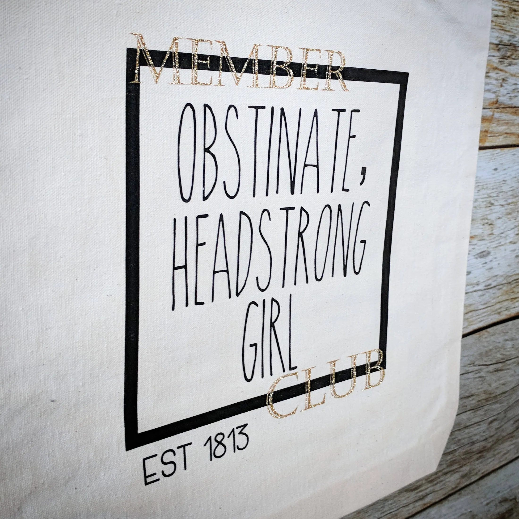 Obstinate, Headstrong Girl Book Bag. Mother's Day Gift Jane Austen. Bookworm. Pride and Prejudice Inspired Gift. Janeite Gift. Bibliophile.