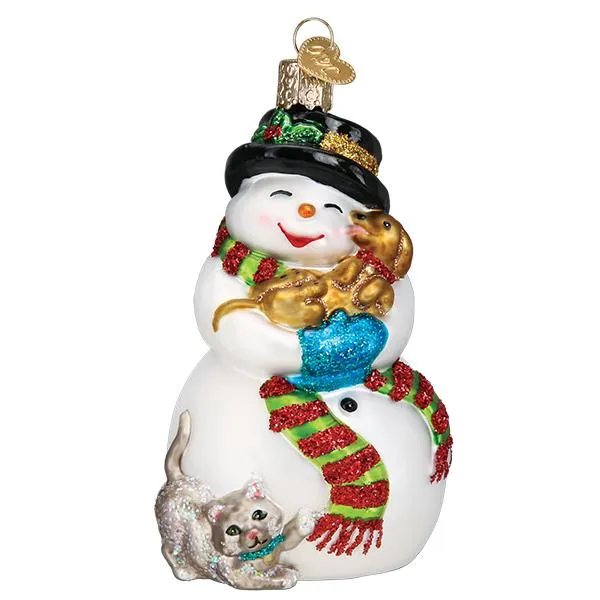 Old World Christmas - Snowman With Playful Pets Ornament