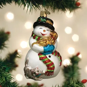 Old World Christmas - Snowman With Playful Pets Ornament