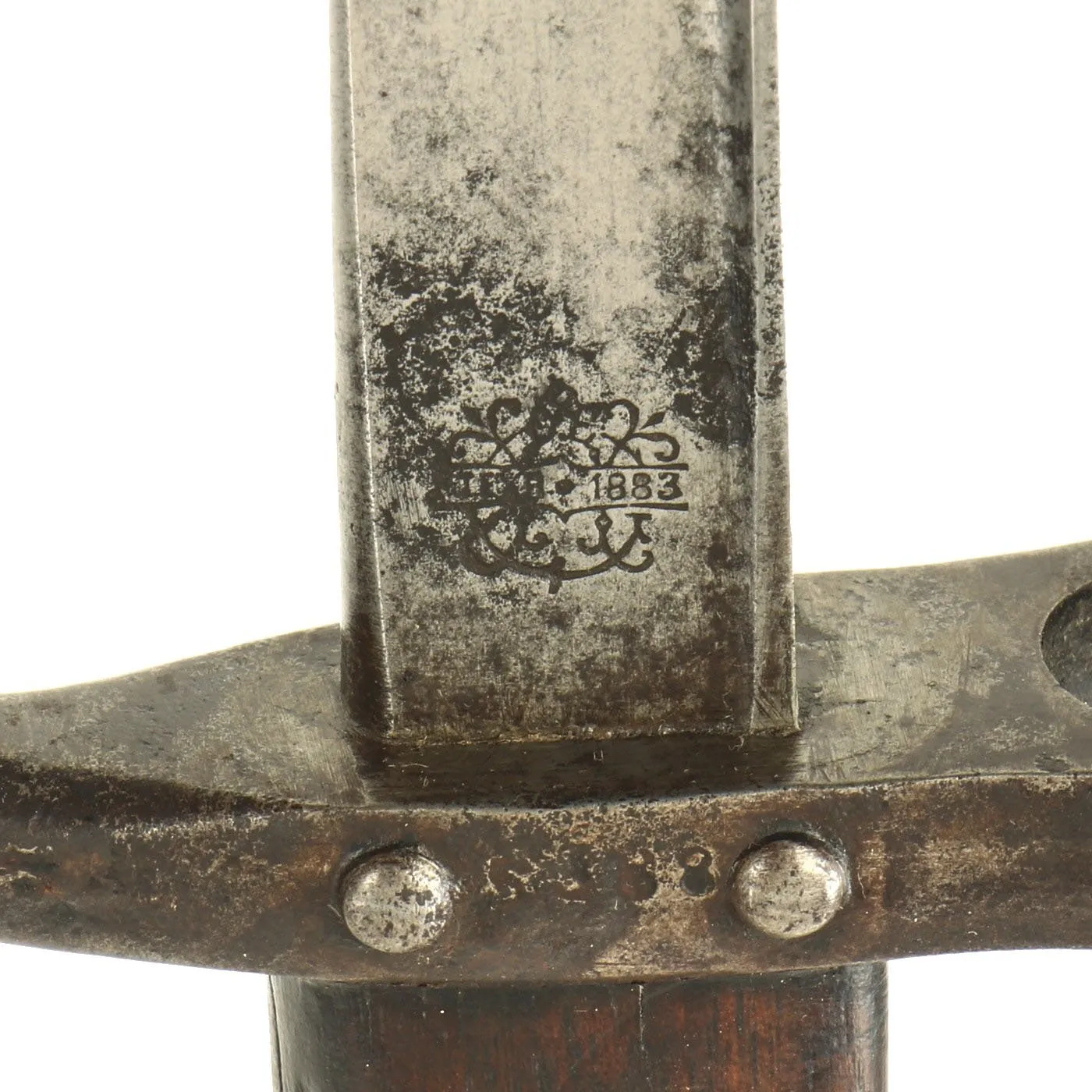 Original Austrian Peabody Martini Gras-style T-back Bayonet by ŒWG Steyr with Scabbard - dated 1883