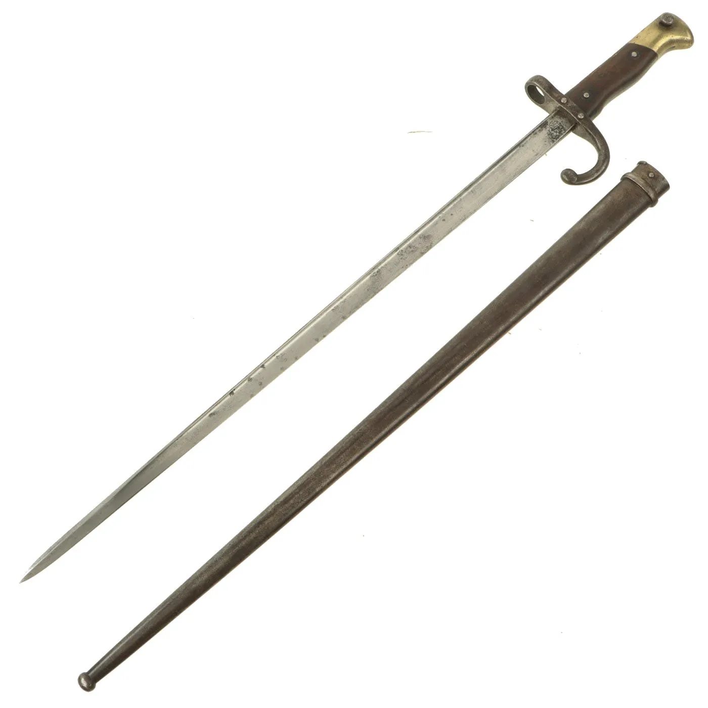 Original Austrian Peabody Martini Gras-style T-back Bayonet by ŒWG Steyr with Scabbard - dated 1883