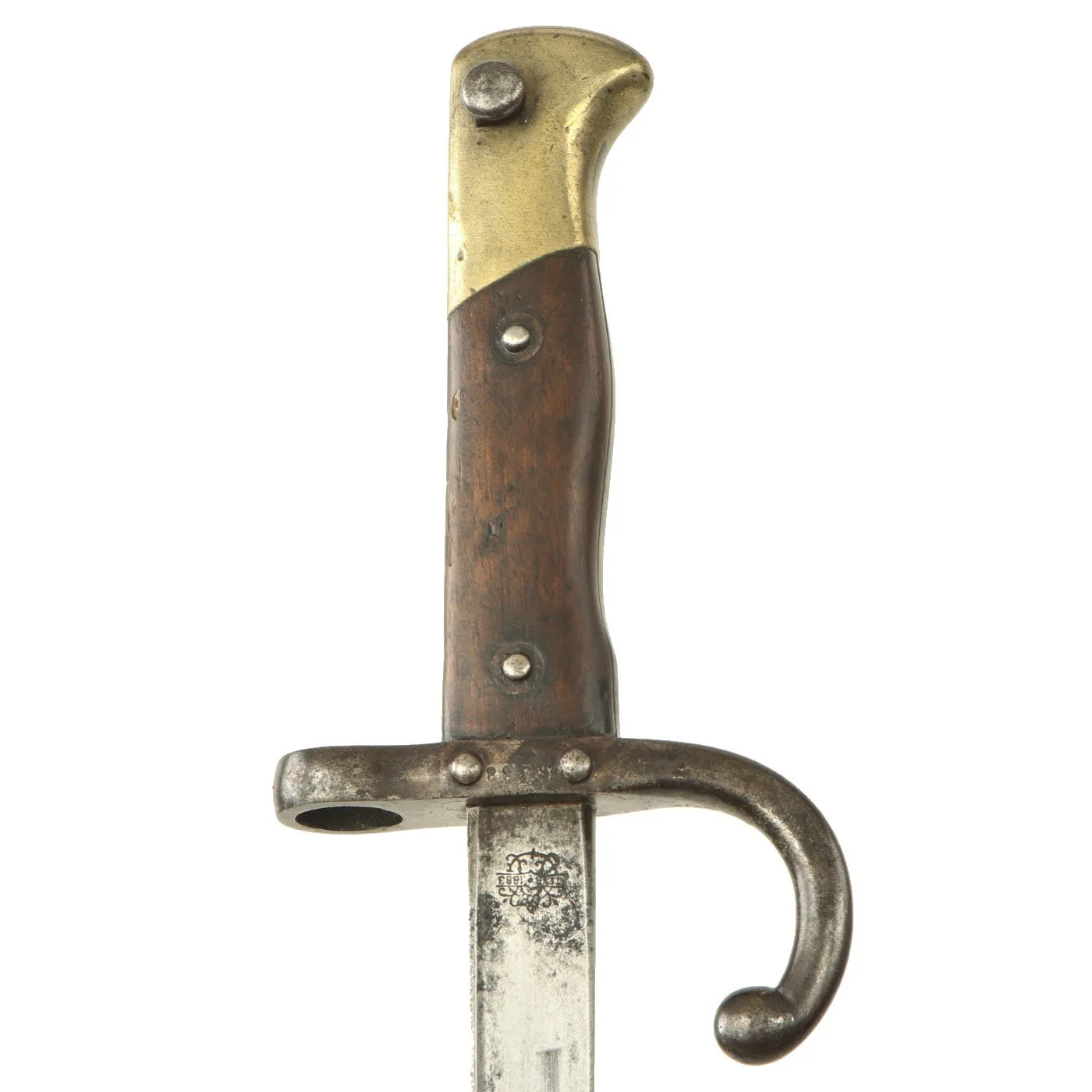 Original Austrian Peabody Martini Gras-style T-back Bayonet by ŒWG Steyr with Scabbard - dated 1883