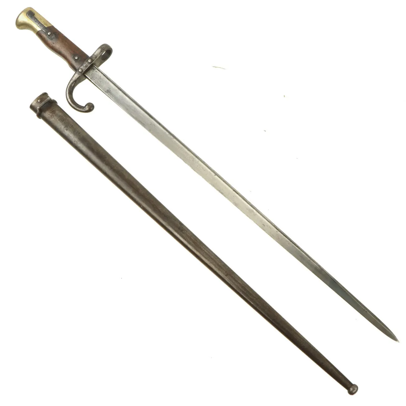 Original Austrian Peabody Martini Gras-style T-back Bayonet by ŒWG Steyr with Scabbard - dated 1883