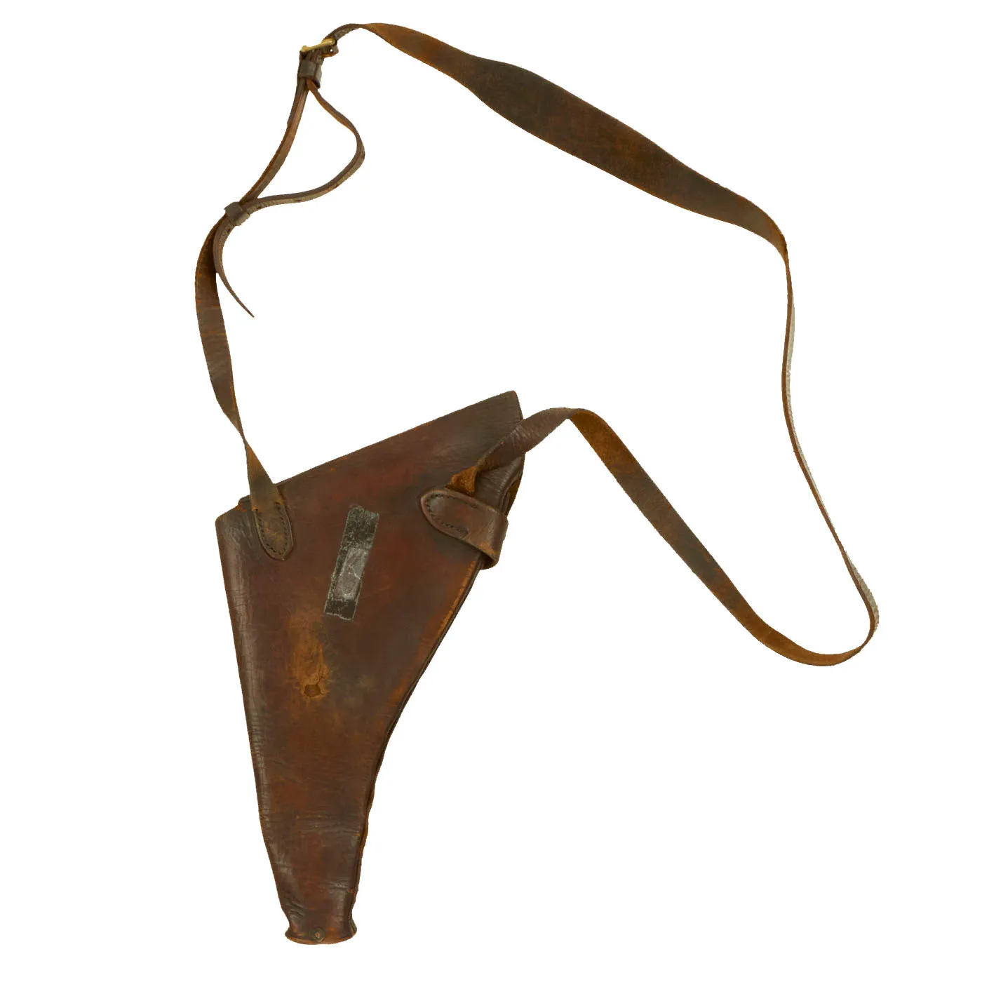 Original British WWI Officer's .455 Webley Self-Loading Pistol Large Leather Holster with Shoulder Strap