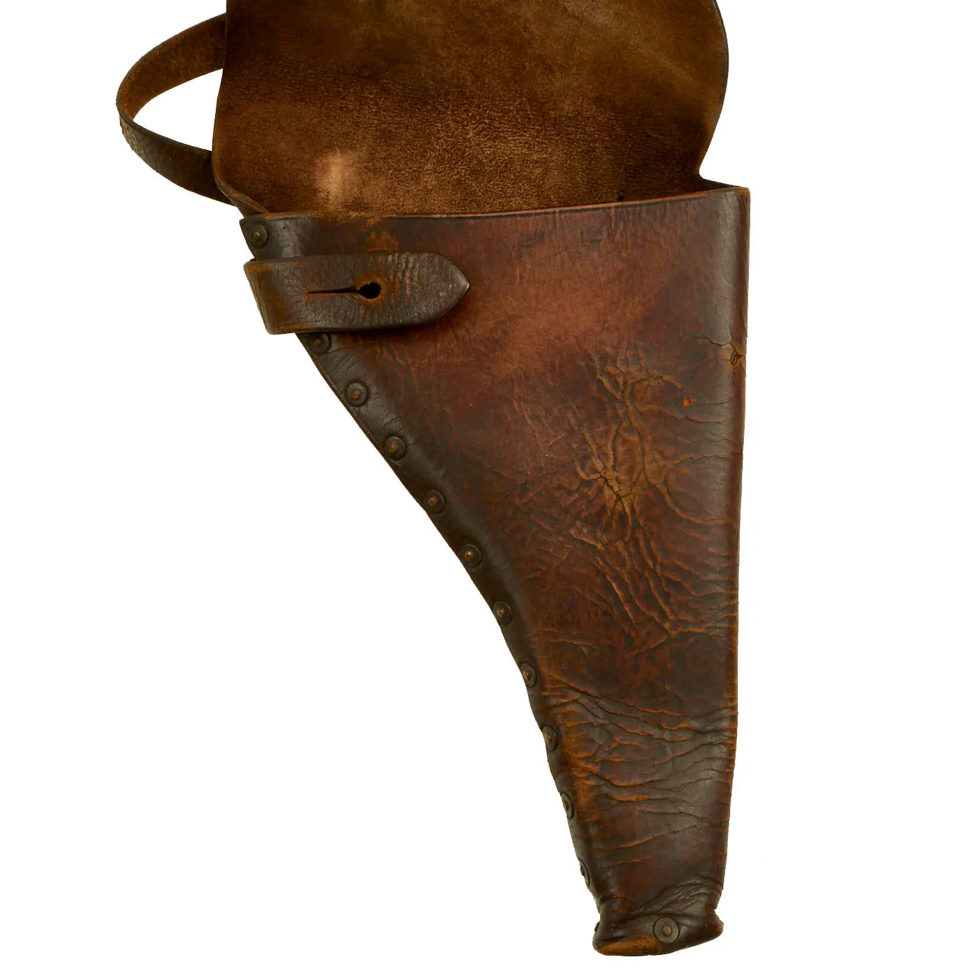 Original British WWI Officer's .455 Webley Self-Loading Pistol Large Leather Holster with Shoulder Strap