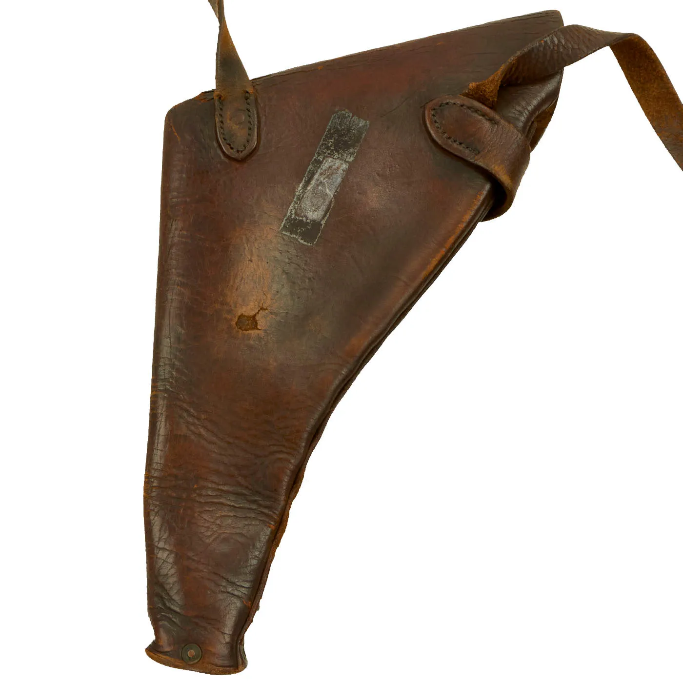 Original British WWI Officer's .455 Webley Self-Loading Pistol Large Leather Holster with Shoulder Strap