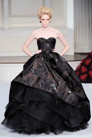 Oscar de la Renta F/W 2009 Black "Paint Strokes" Black Ball Gown