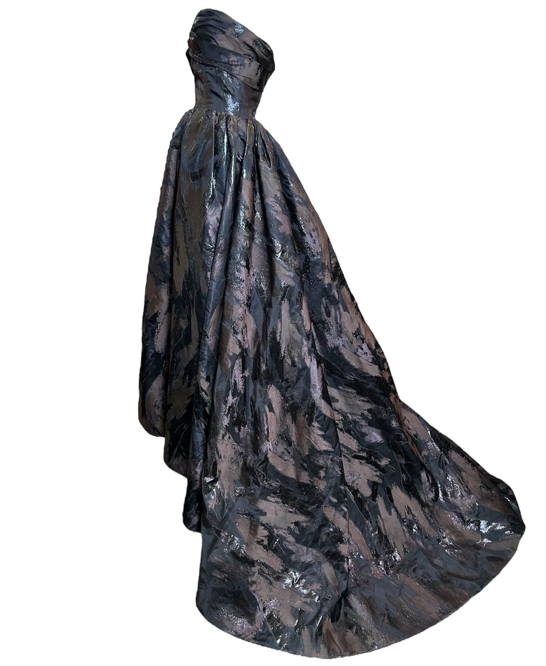 Oscar de la Renta F/W 2009 Black "Paint Strokes" Black Ball Gown