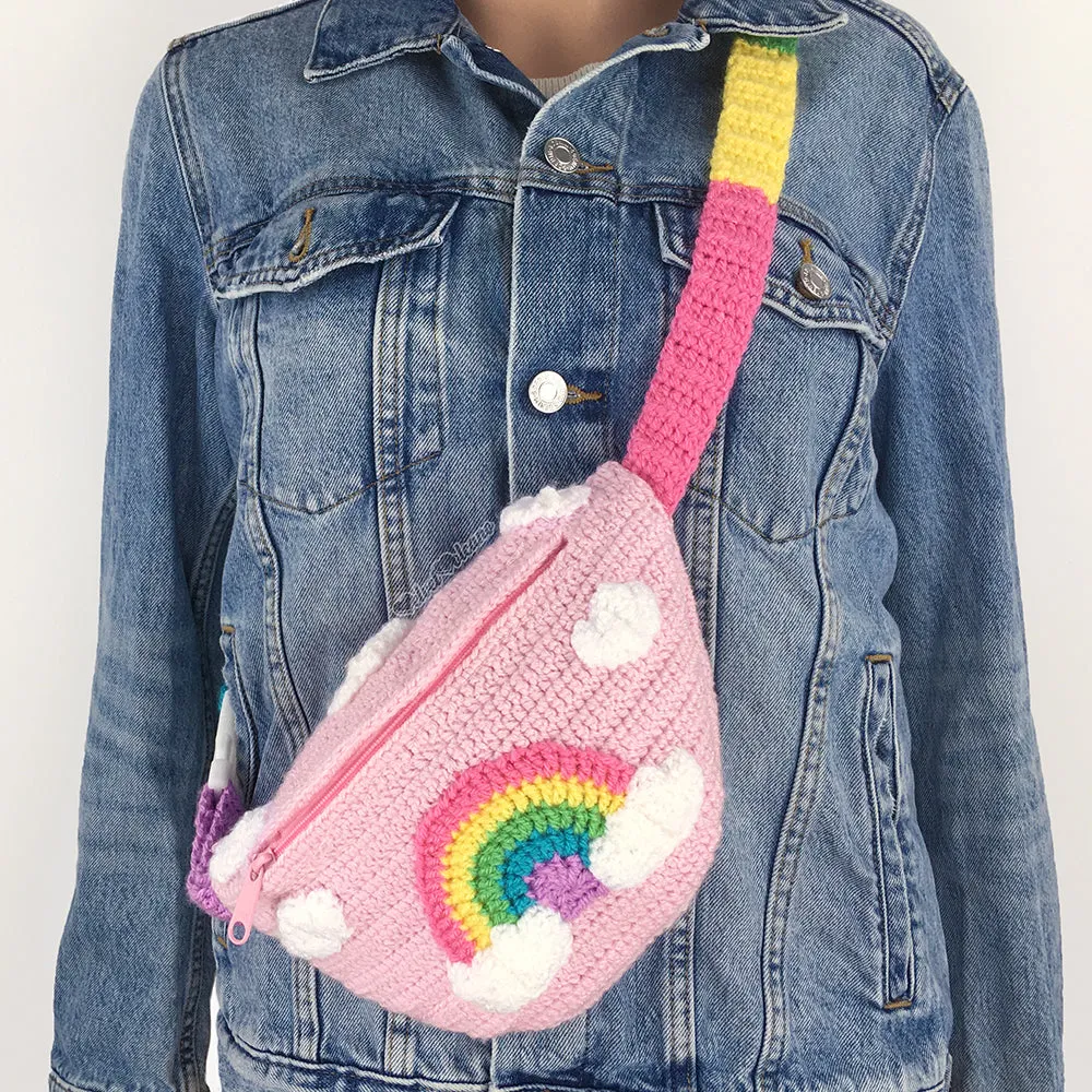 Pastel Rainbow Cloud Bum Bag (Baby Pink)