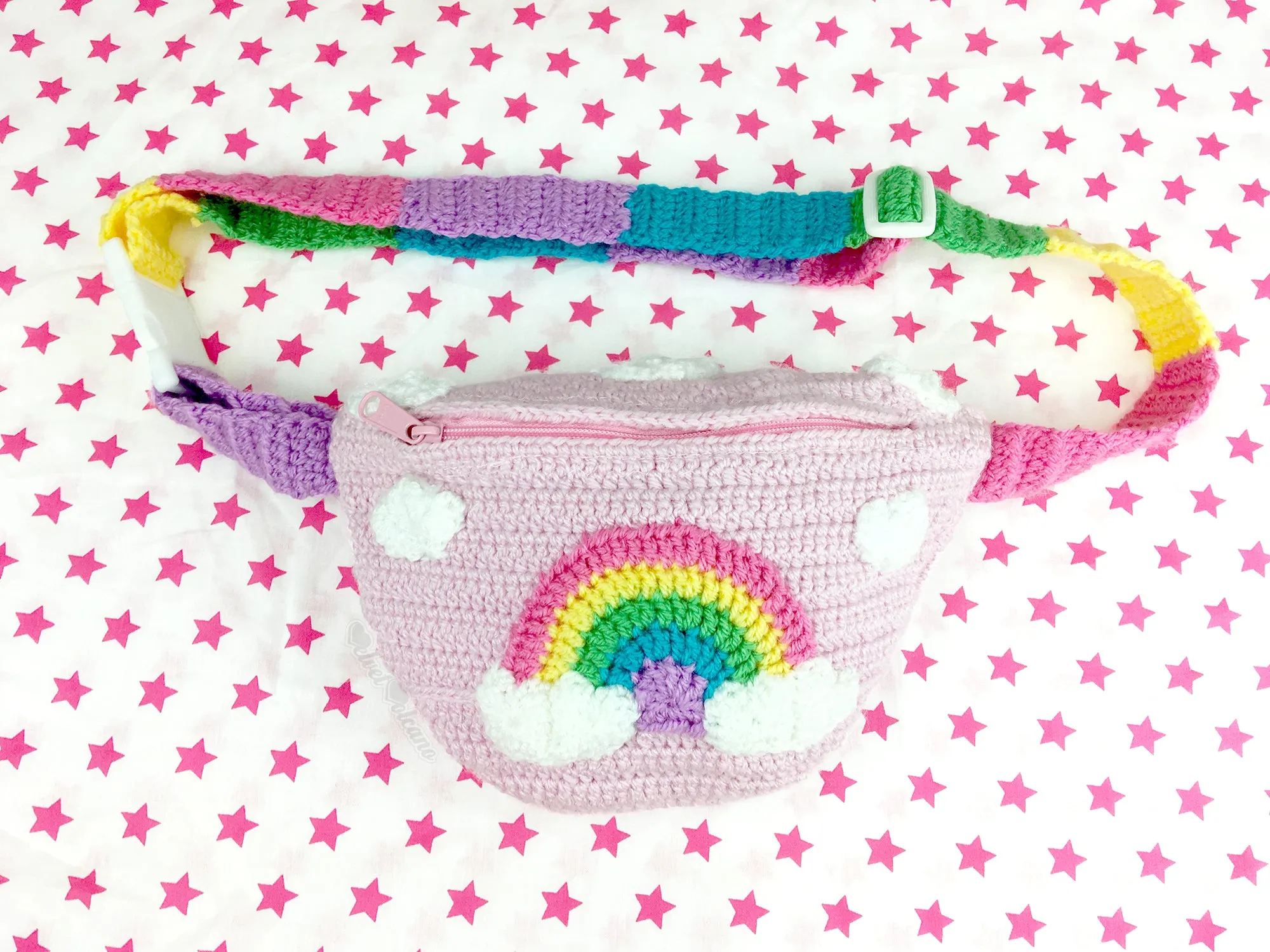 Pastel Rainbow Cloud Bum Bag (Baby Pink)