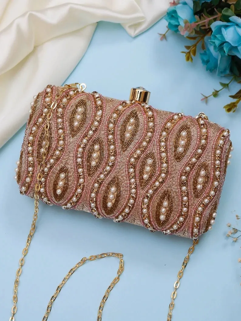 Pearl Embroidery Clutch