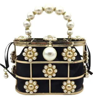 Pearla Cage- Satin Fabric Lined Wristlet Clutch/Bag