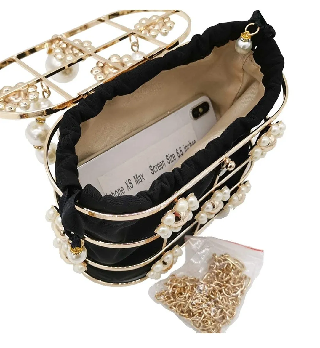 Pearla Cage- Satin Fabric Lined Wristlet Clutch/Bag