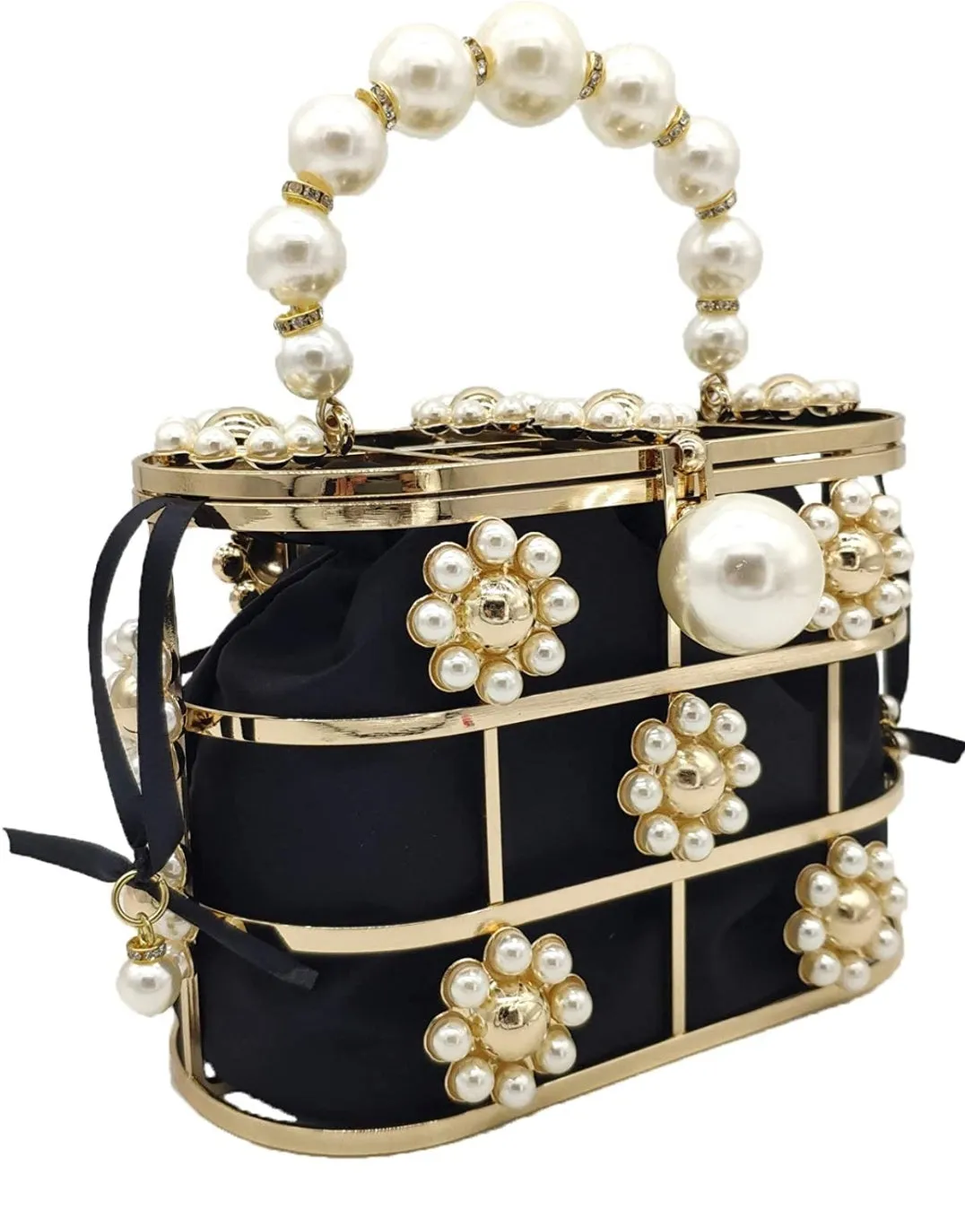 Pearla Cage- Satin Fabric Lined Wristlet Clutch/Bag