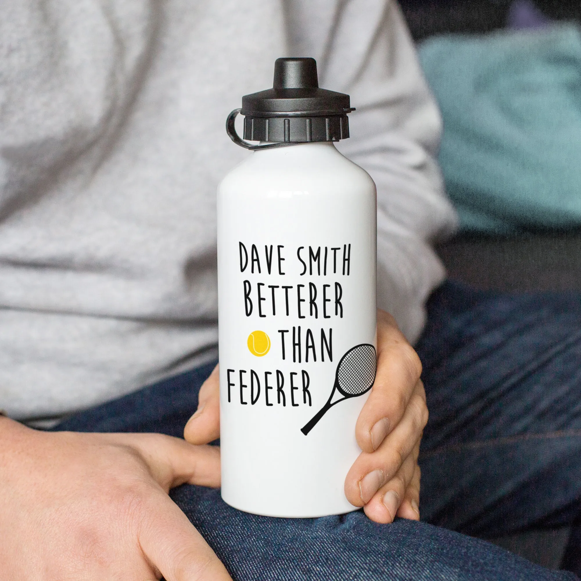 Personalised 'Betterer Than Federer' Sport Water Bottle