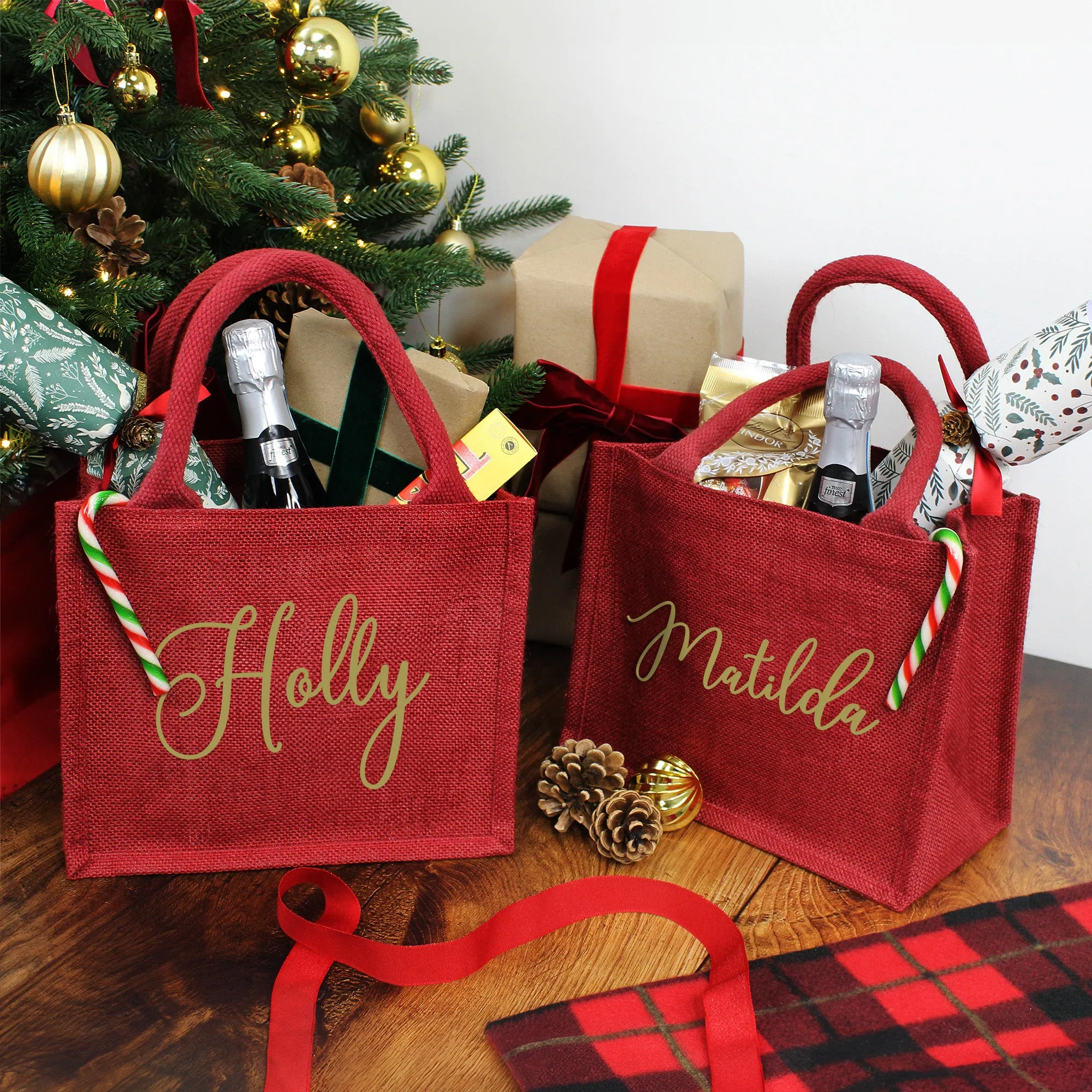 Personalised Small Red Christmas Gift Bag
