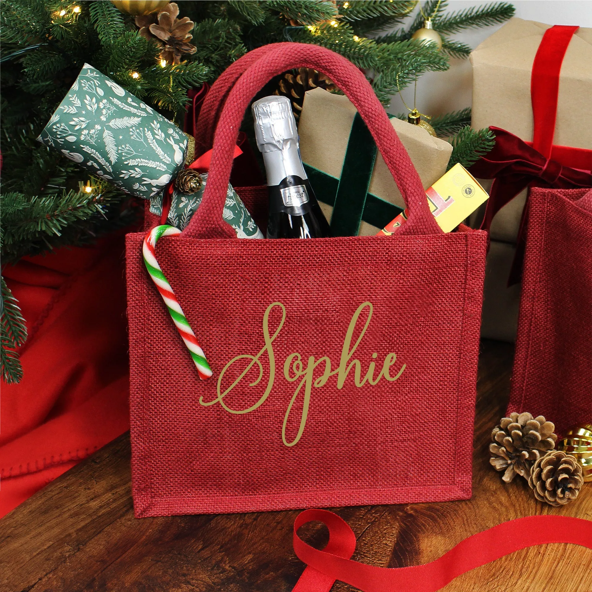 Personalised Small Red Christmas Gift Bag