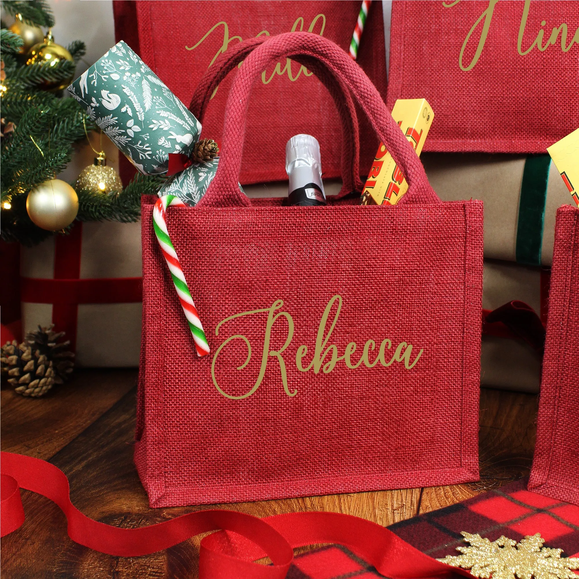 Personalised Small Red Christmas Gift Bag