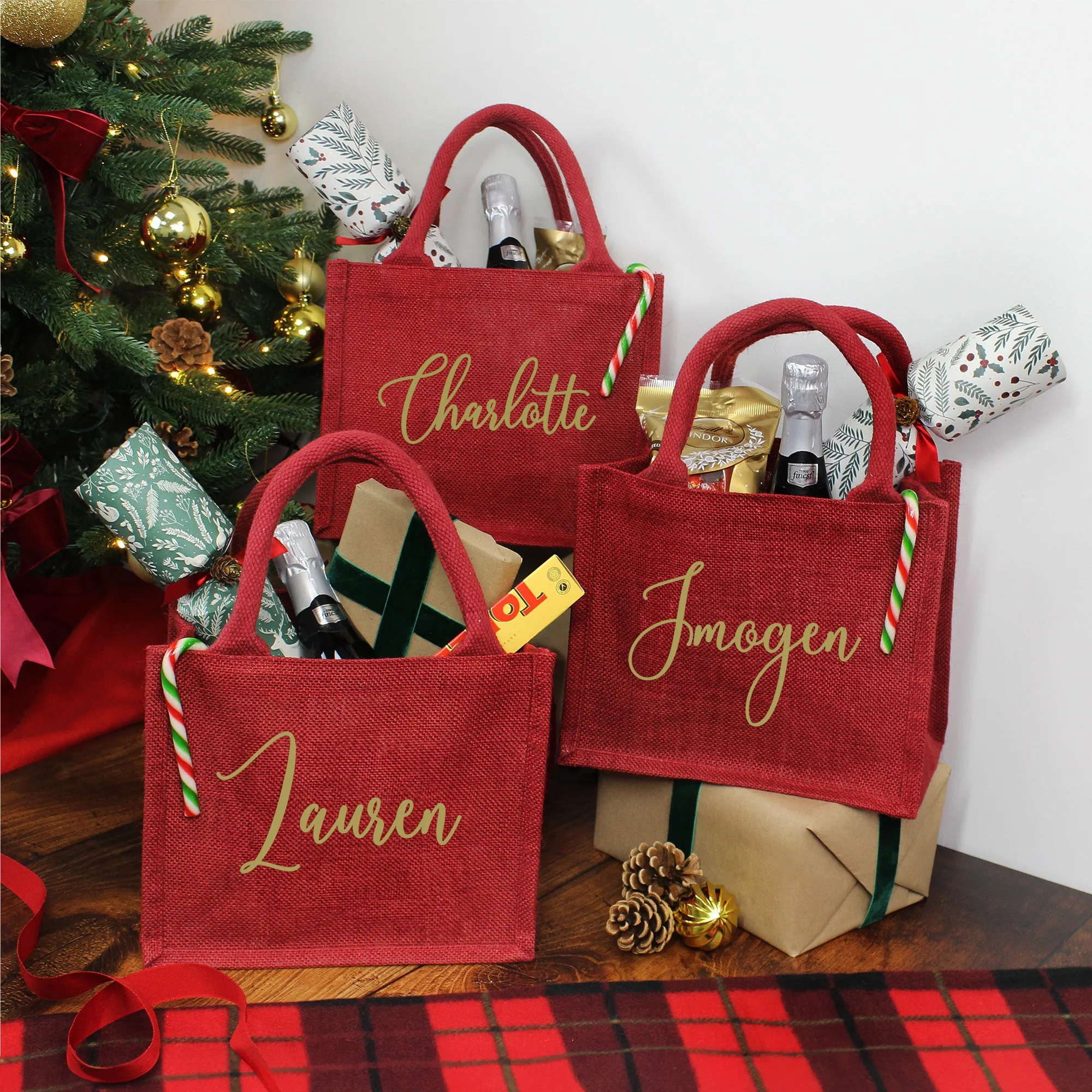 Personalised Small Red Christmas Gift Bag