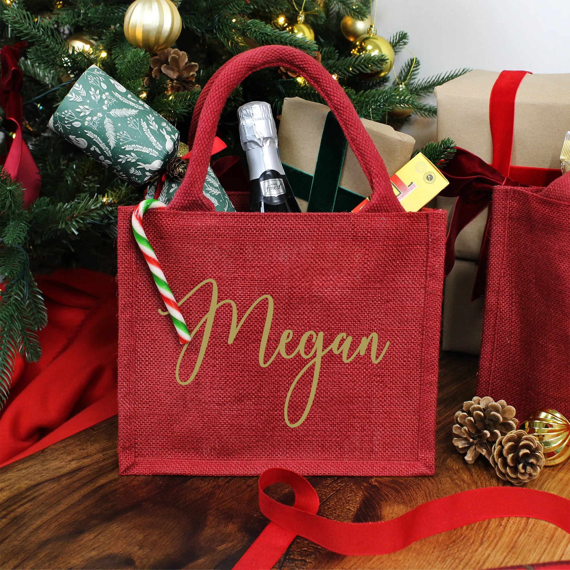 Personalised Small Red Christmas Gift Bag