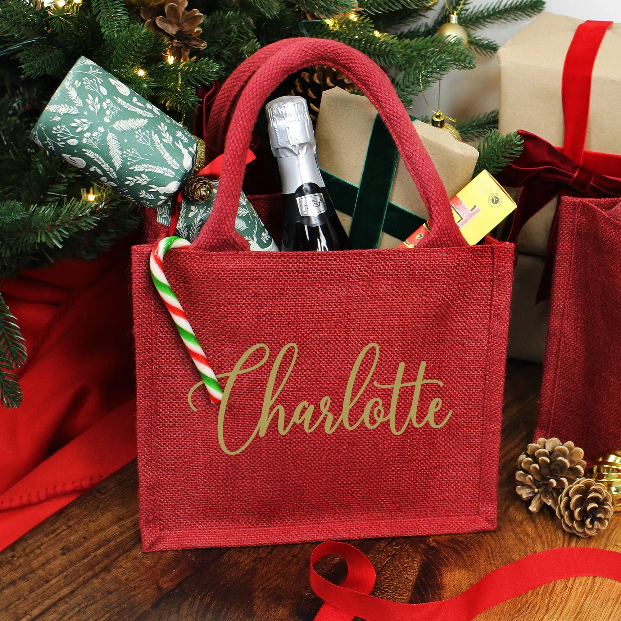 Personalised Small Red Christmas Gift Bag