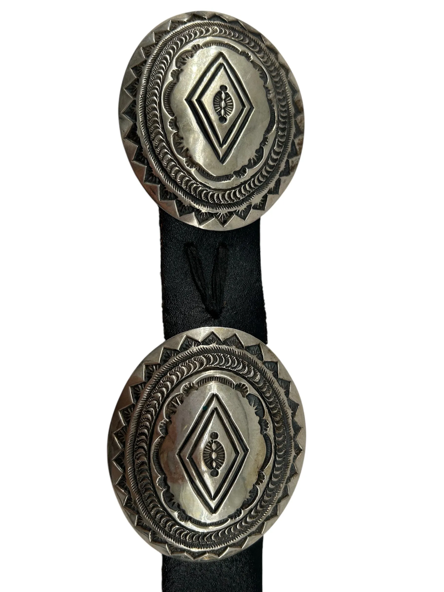 Pete Morgan Navajo Hammered Silver Concho Belt