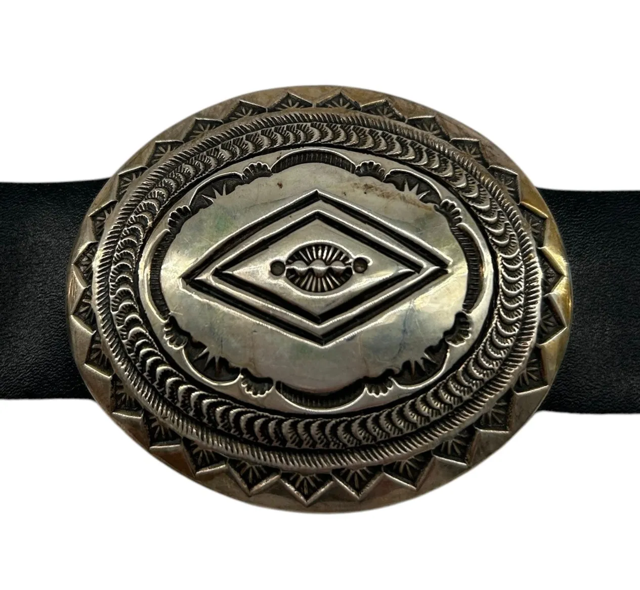 Pete Morgan Navajo Hammered Silver Concho Belt