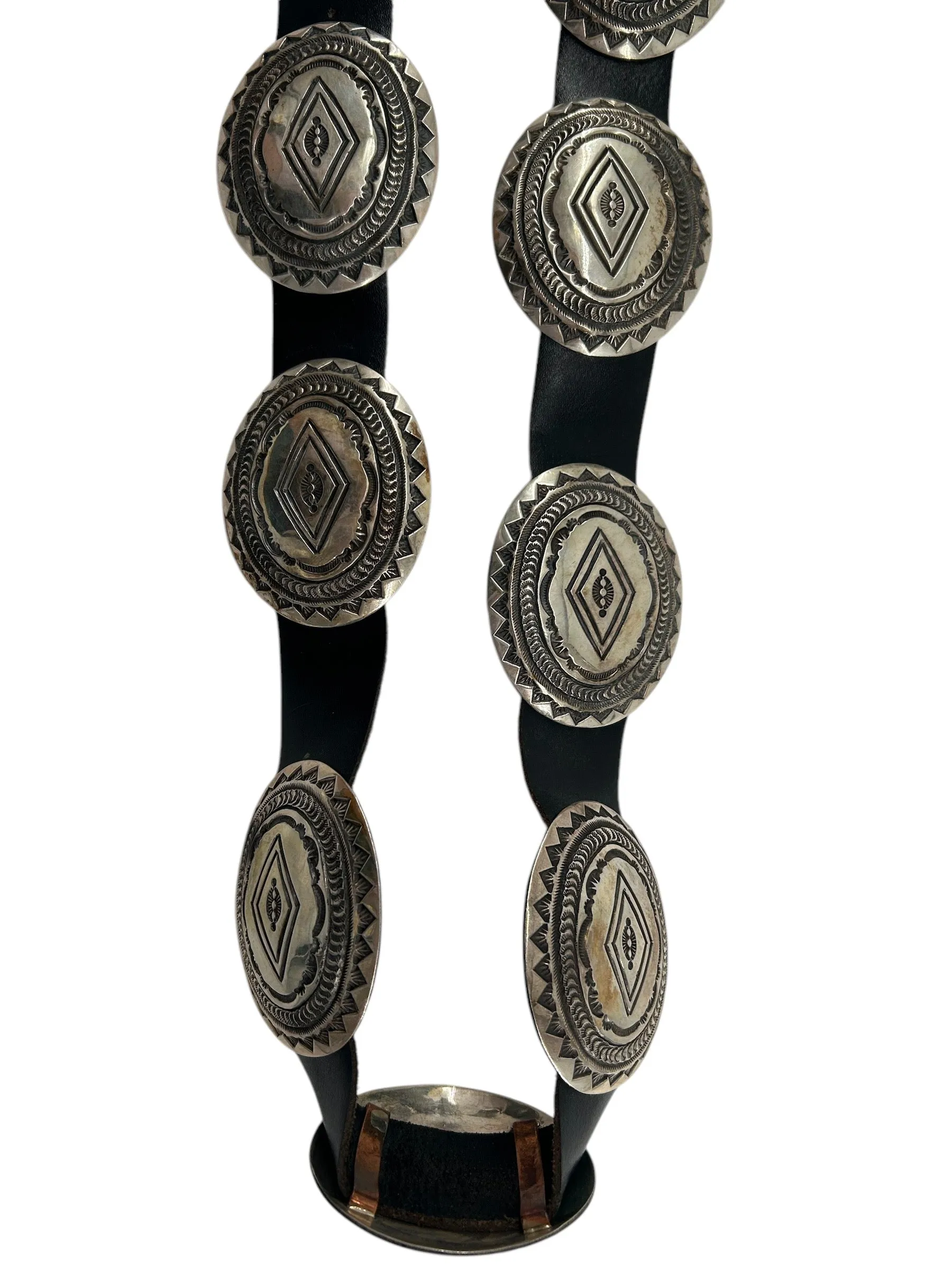 Pete Morgan Navajo Hammered Silver Concho Belt