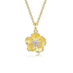 Plum Blossom with Zircon Pendant Silver Necklace for Women