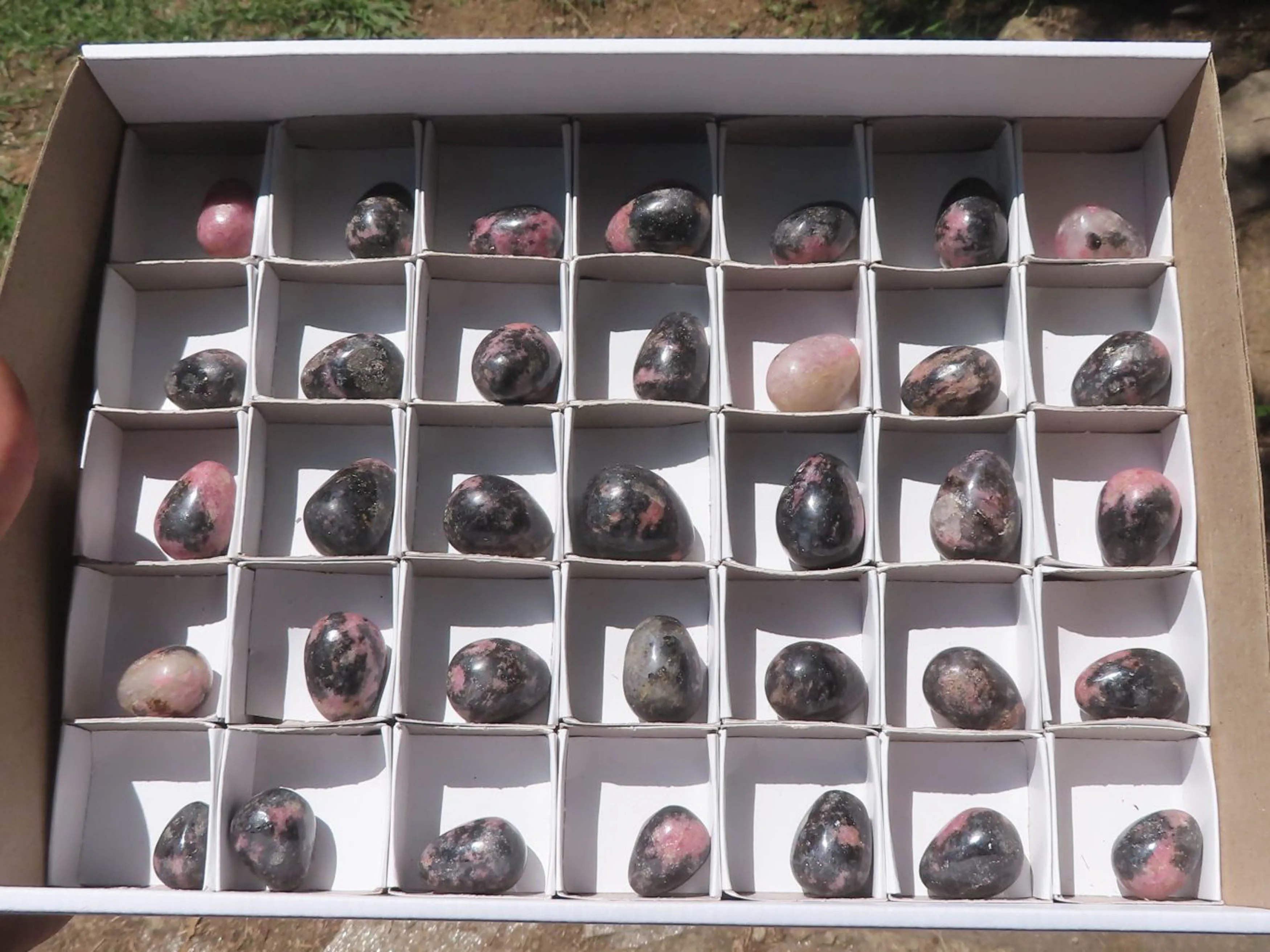 Polished Mini Rhodonite Eggs x 35 From Madagascar