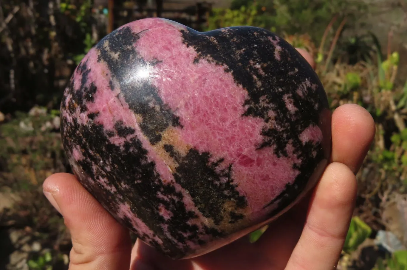 Polished Rhodonite Hearts x 3 From Ambindavato, Madagascar