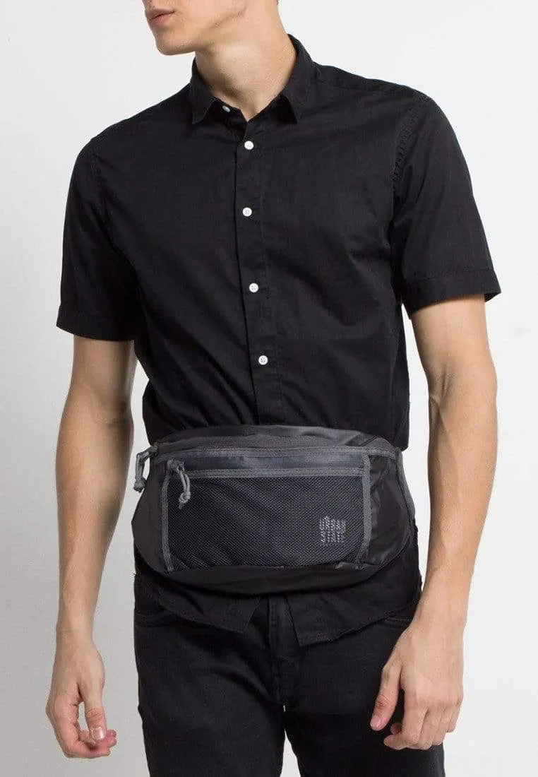 Poly Nylon Mesh Medium Waist Pack - Black