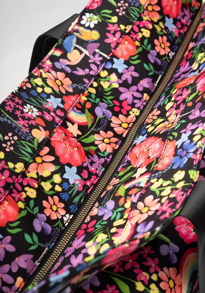 Rainbow Floral Print Beach Bag