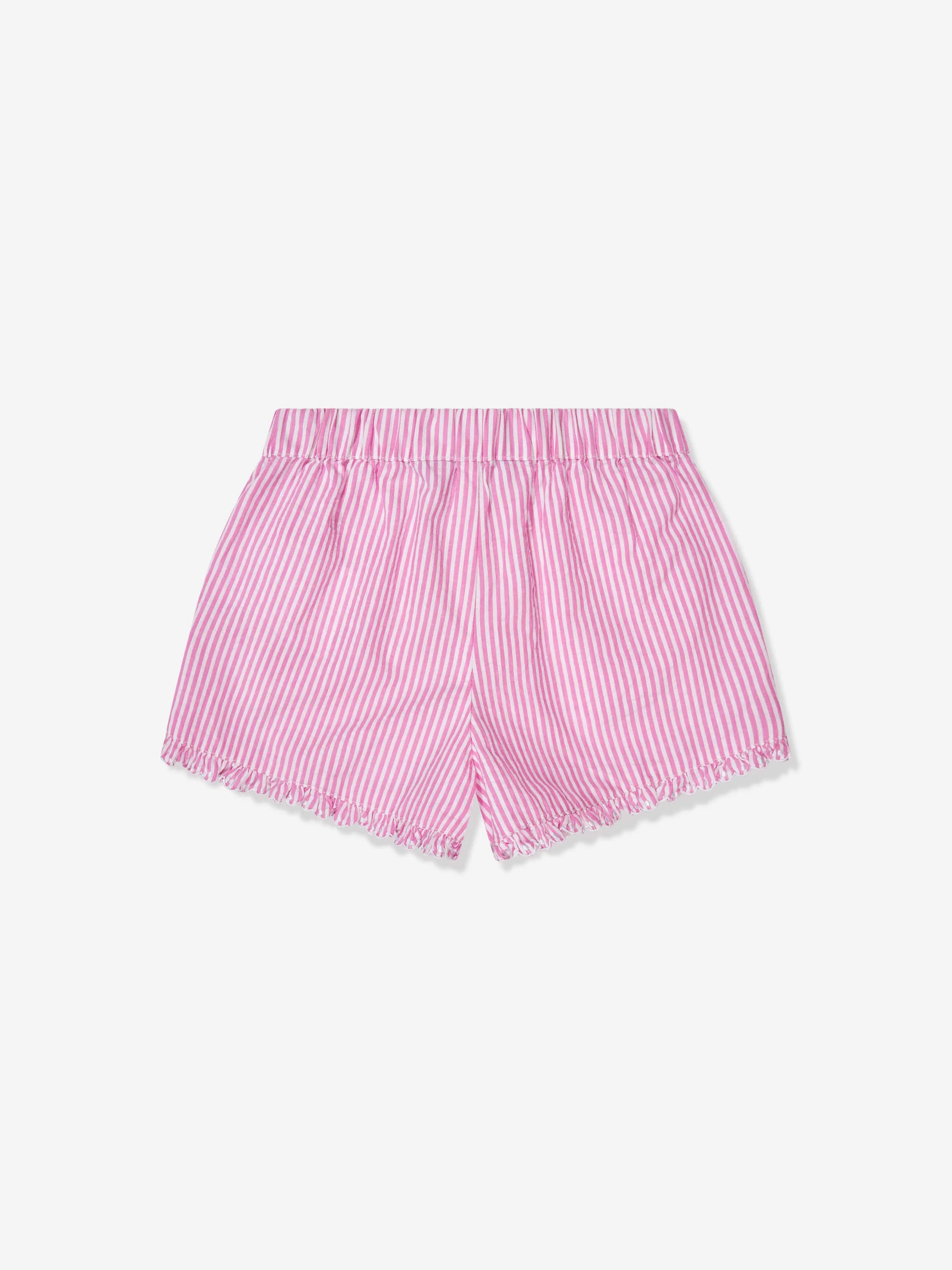 Ralph Lauren Girls Striped Ruffle Shorts in Pink