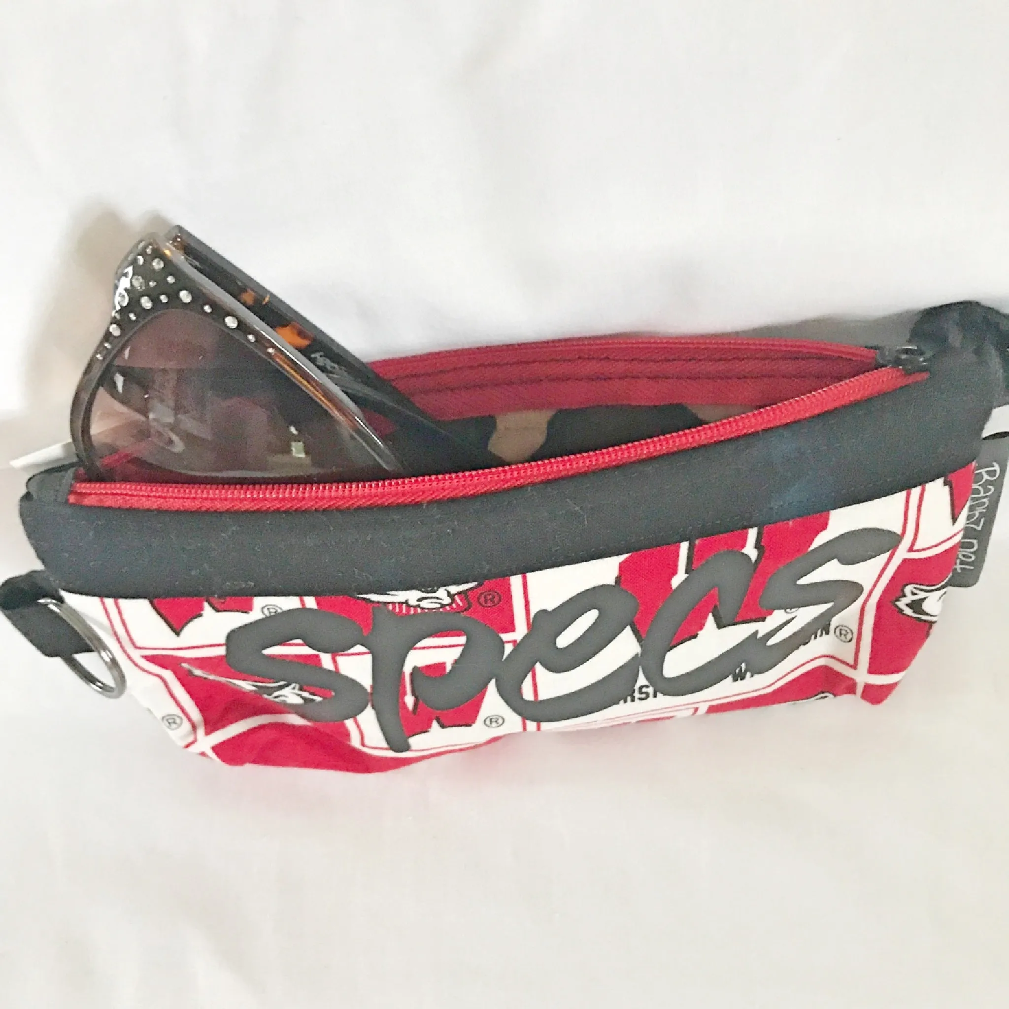 Red and White Wisconsin Glasses Case - Spec Alert - Barbz.net